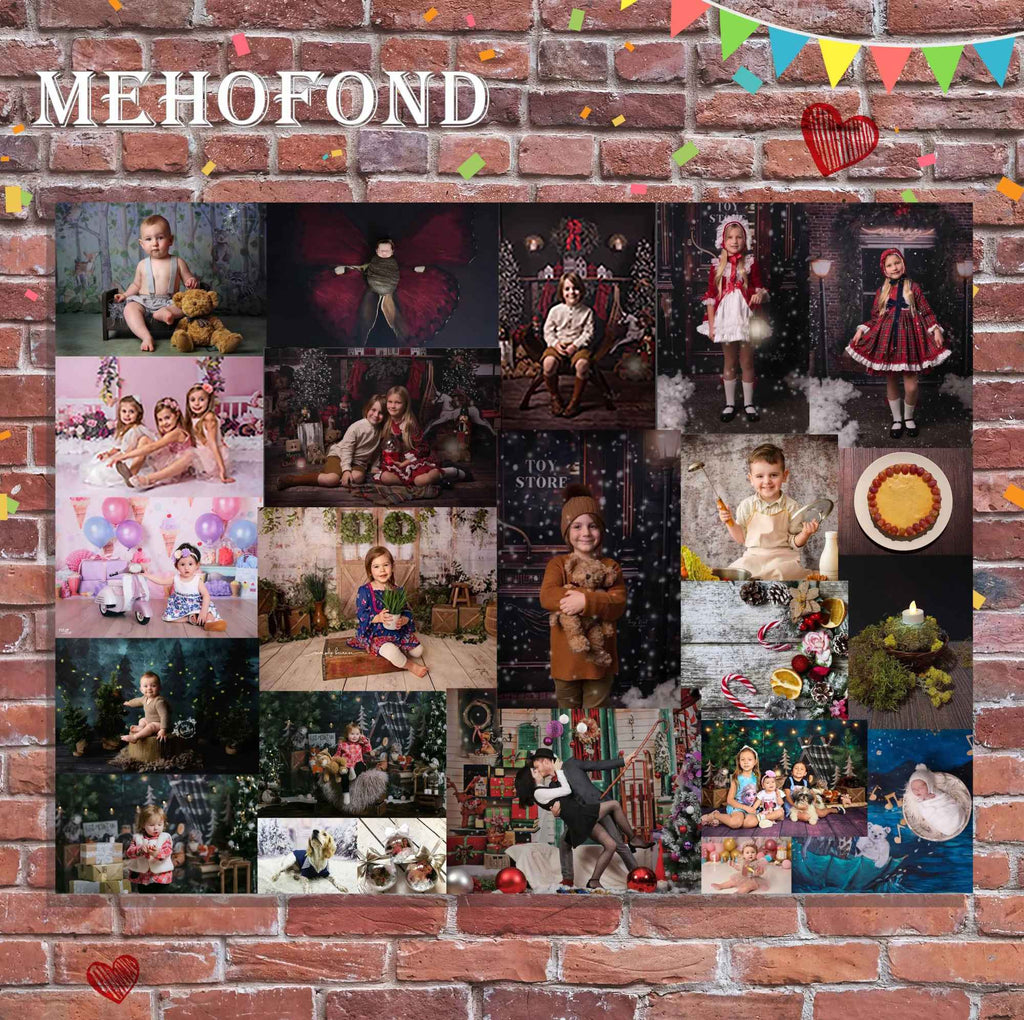 Fundo Fotográfico Mehofond para Natal, Cortinas Vermelhas Internas, Presentes, Á