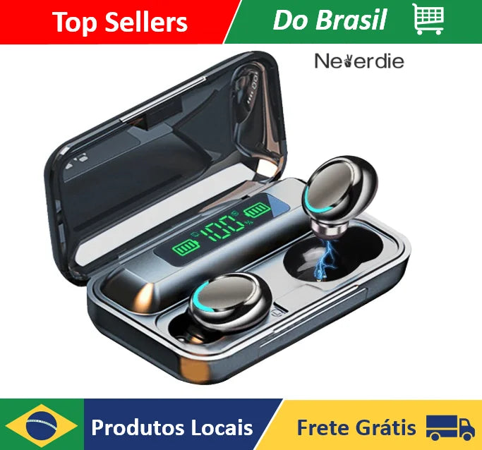 Fone de Ouvido TWS M10 F9 Bluetooth com Power Bank e Tela Digital