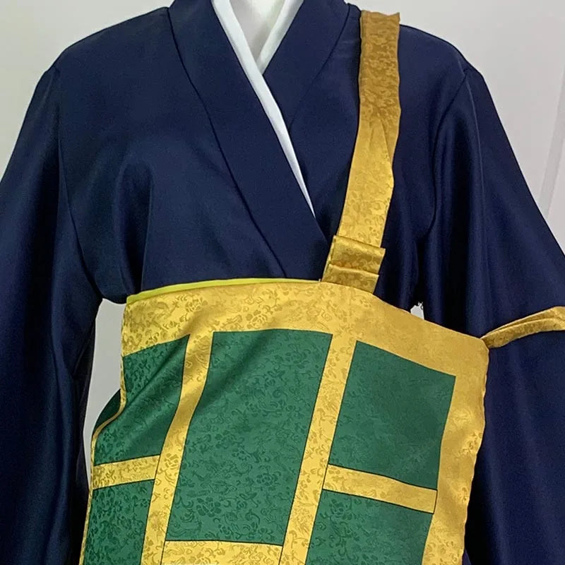 Fantasia Geto Suguru Cosplay – Jujutsu Kaisen | Kimono Preto e Azul com Peruca