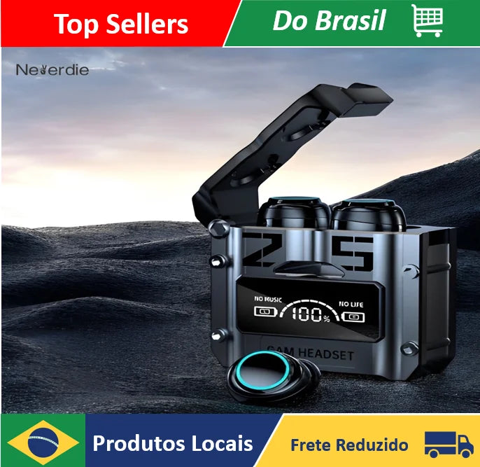 Fone de Ouvido Gamer M25 TWS Sem Fio Bluetooth – Estéreo, Redução de Ruído, Microfone