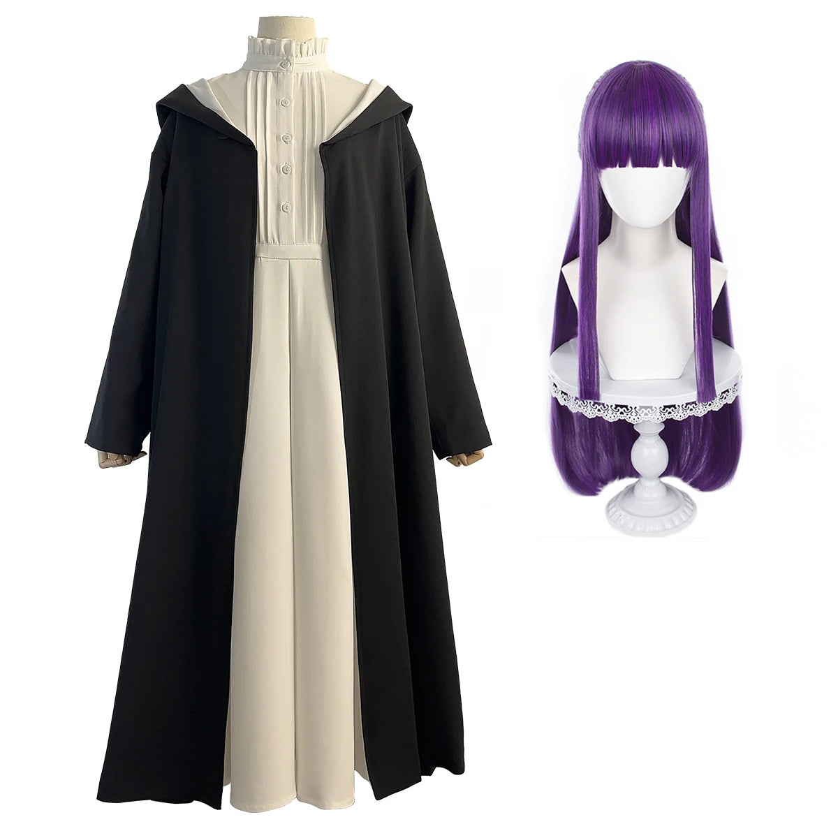 Fantasia Fern Cosplay – Frieren: Além da Jornada | Vestido, Capa e Peruca