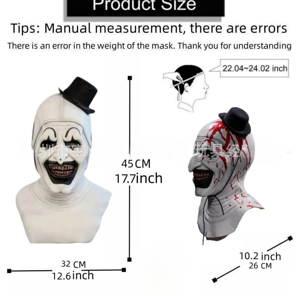 Fantasia Art The Clown Terrifier 2 – Macacão + Máscara de Látex para Halloween