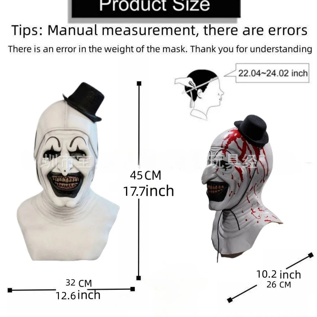 Fantasia Art The Clown Terrifier 2 – Macacão + Máscara de Látex para Halloween
