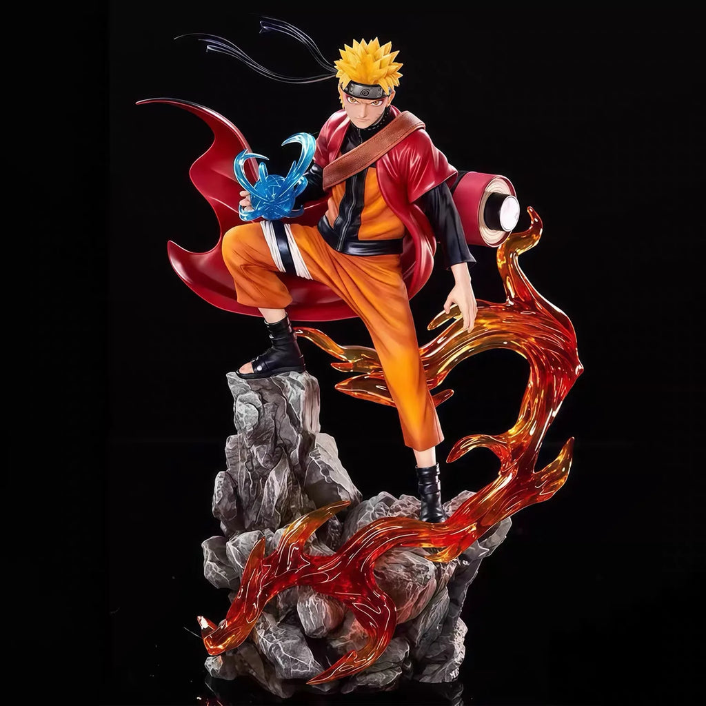 Boneco Colecionável Naruto 23cm Bandai – Uzumaki Naruto e Uchiha Sasuke | Estátua PVC, Enfeite de Mesa
