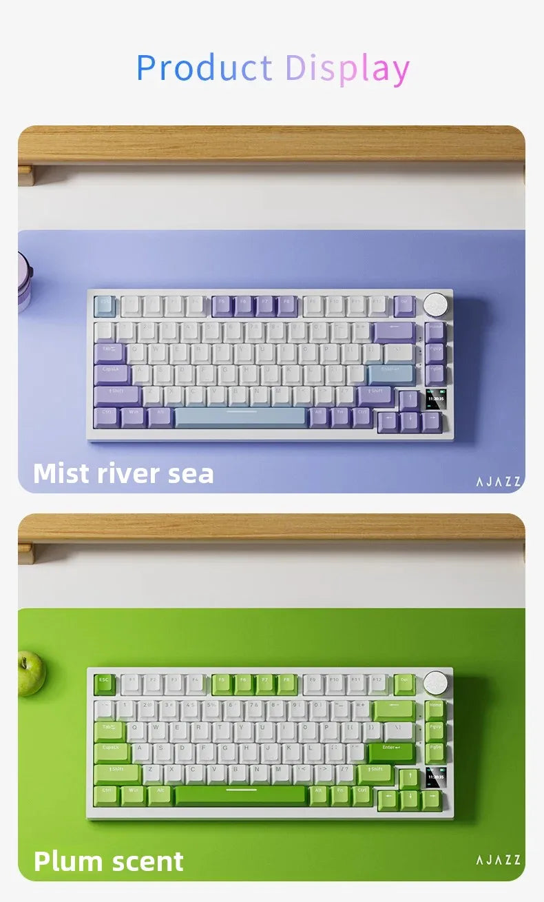 Teclado Mecânico Sem Fio AJAZZ AK820 Pro – Bluetooth 5.1, 2.4G, USB-C, RGB, Hot Swap, Gasket Mount