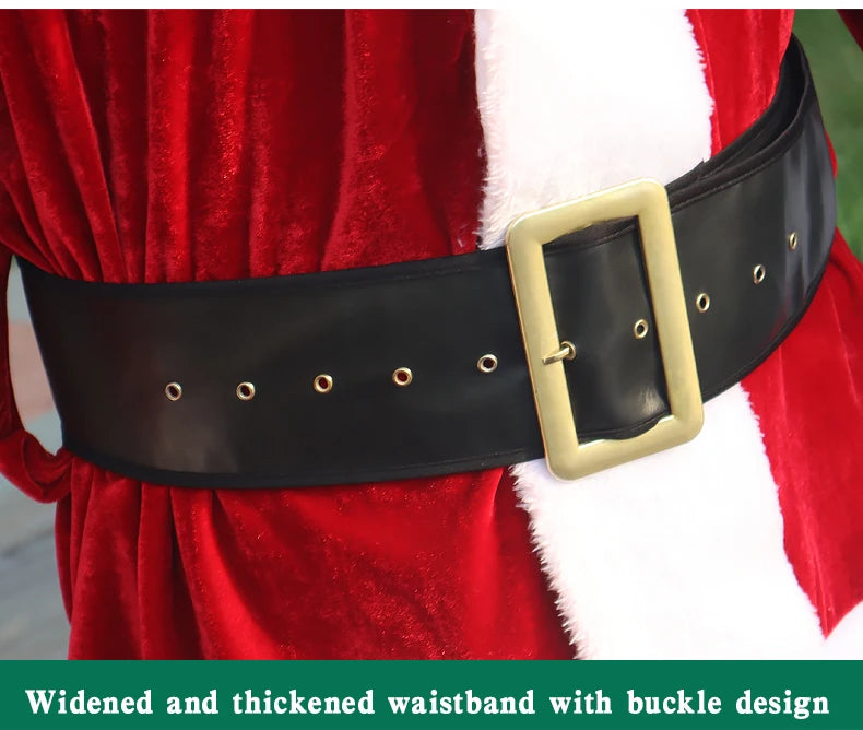 Fantasia Papai Noel Cosplay – Conjunto Veludo Dourado Natal | 5 a 10 Peças Adulto