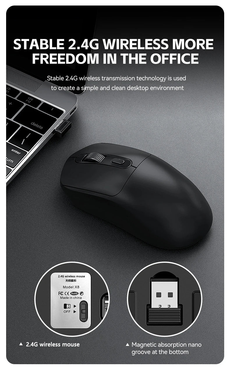 Mouse Gamer Sem Fio Warvank X8 – Bateria 500mAh, Recarga TYPE-C | Notebook e Desktop