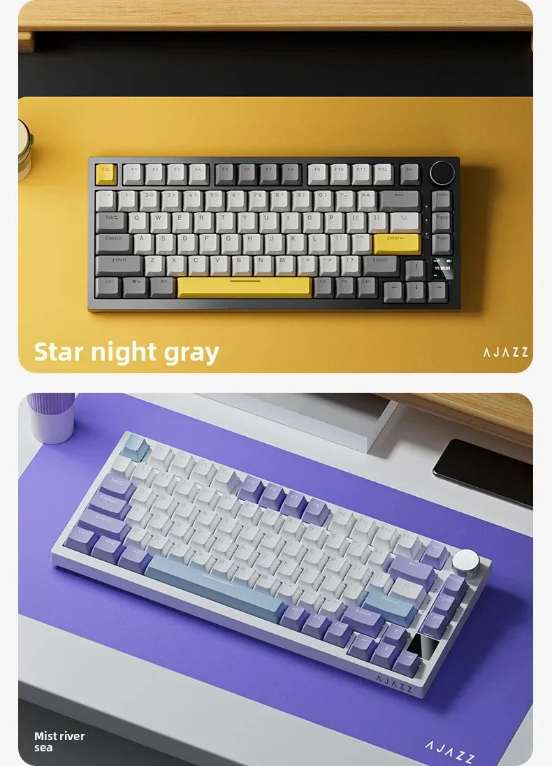 Teclado Mecânico Sem Fio AJAZZ AK820 Pro – Bluetooth 5.1, 2.4G, USB-C, RGB, Hot Swap, Gasket Mount