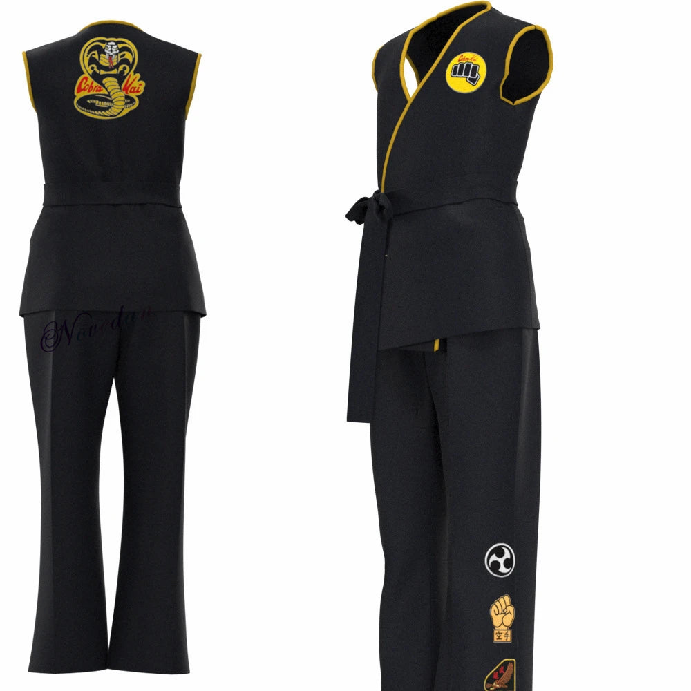 Fantasia Cobra Kai Cosplay – Karatê | Kimono Preto ou Branco para Crianças e Adultos