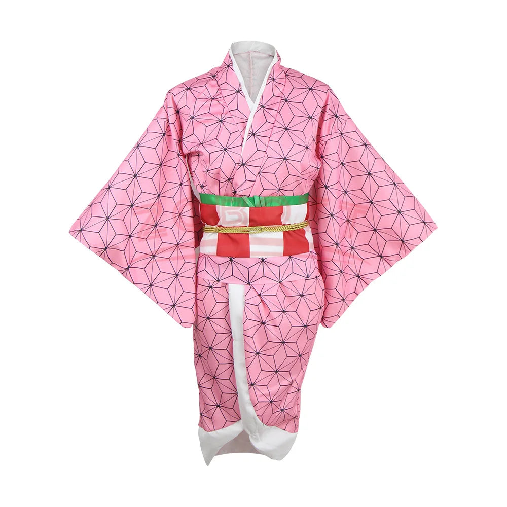 Fantasia Kamado Nezuko Cosplay – Demon Slayer | Kimono para Meninas e Adultos