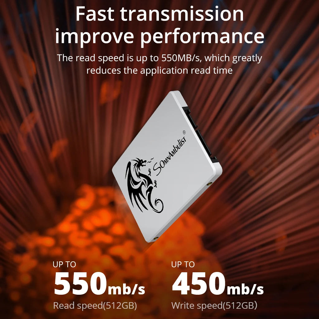 SSD SomnAmbulist 2.5" – Drive de Estado Sólido para Notebook e Desktop | SATA3 64GB 128GB 256GB 512GB