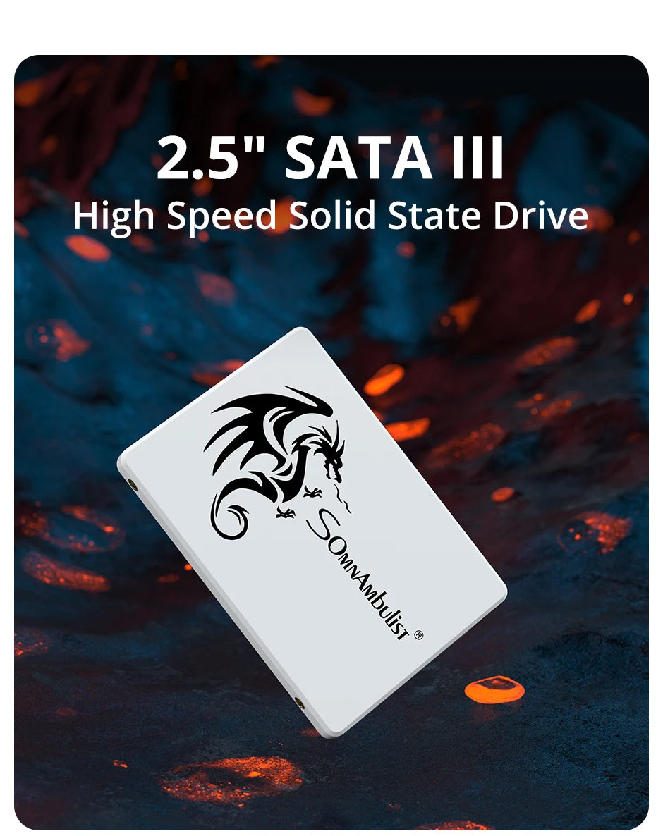 SSD SomnAmbulist 2.5" – Drive de Estado Sólido para Notebook e Desktop | SATA3 64GB 128GB 256GB 512GB