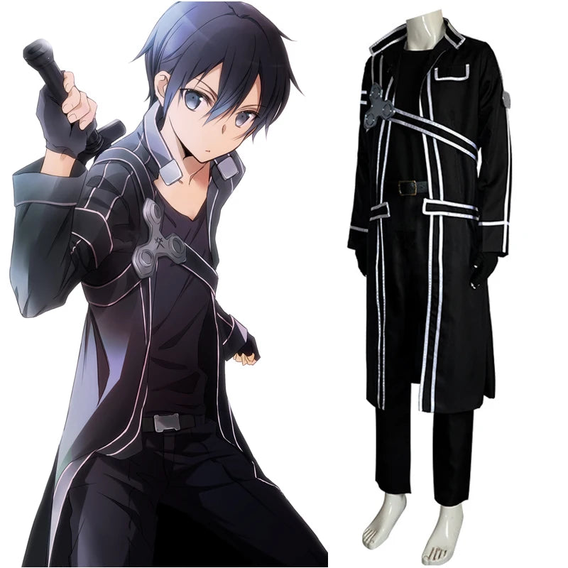 Fantasia Kirito Cosplay – Sword Art Online | Jaqueta, Camisa e Calça para Halloween