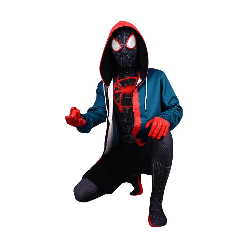 Fantasia Miles Morales Spider-Man – Across the Spider-Verse | Kit Completo Adulto e Infantil
