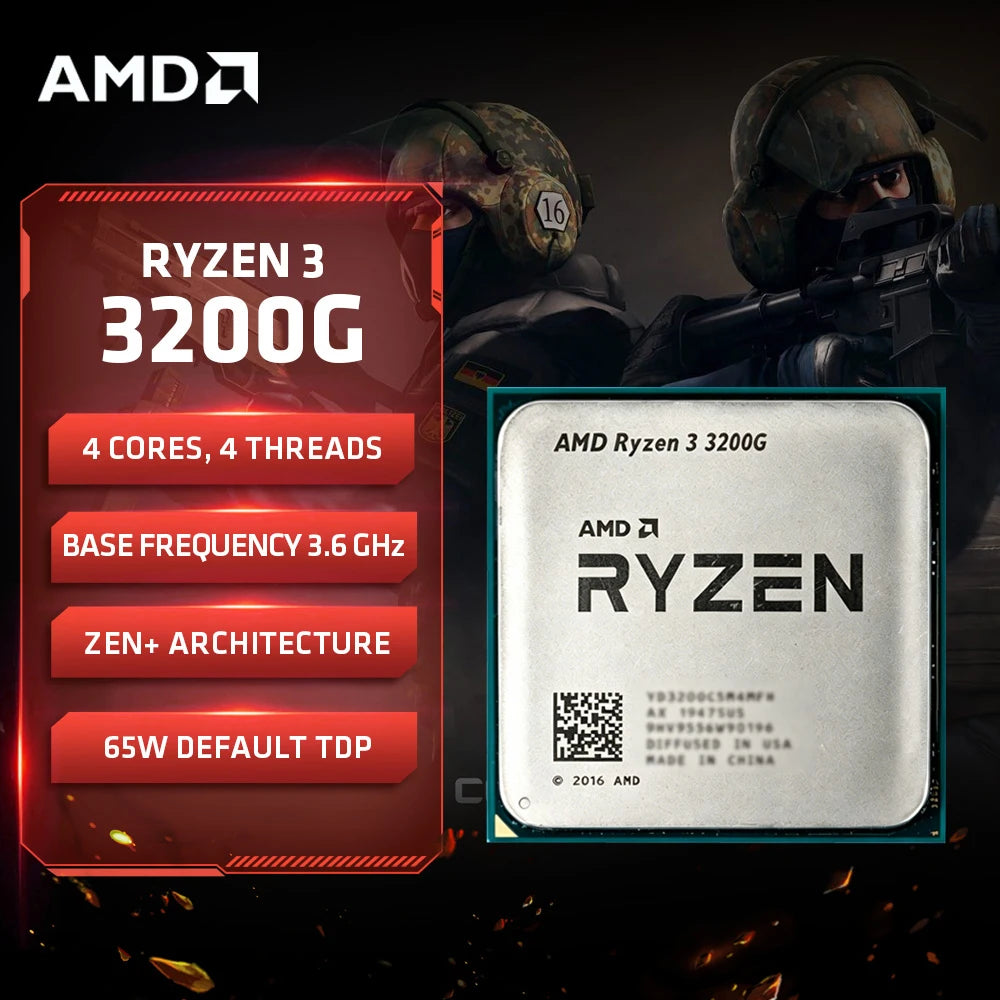 Processador AMD Ryzen 3 3200G – Vídeo Integrado Radeon Vega 8 | 4 Núcleos, Socket AM4, Desktop