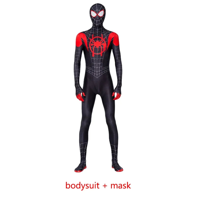 Fantasia Miles Morales Spider-Man – Across the Spider-Verse | Kit Completo Adulto e Infantil