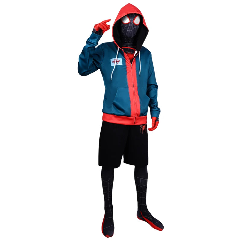 Fantasia Miles Morales Spider-Man – Across the Spider-Verse | Kit Completo Adulto e Infantil