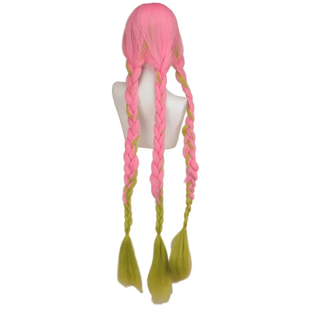 Fantasia Kanroji Mitsuri Cosplay Kit Tattoo – Demon Slayer | Kimono Haori com Peruca