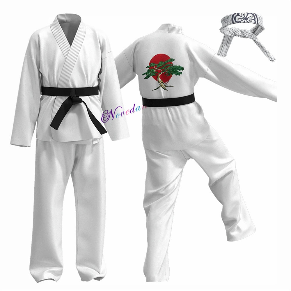 Fantasia Cobra Kai Cosplay – Karatê | Kimono Preto ou Branco para Crianças e Adultos