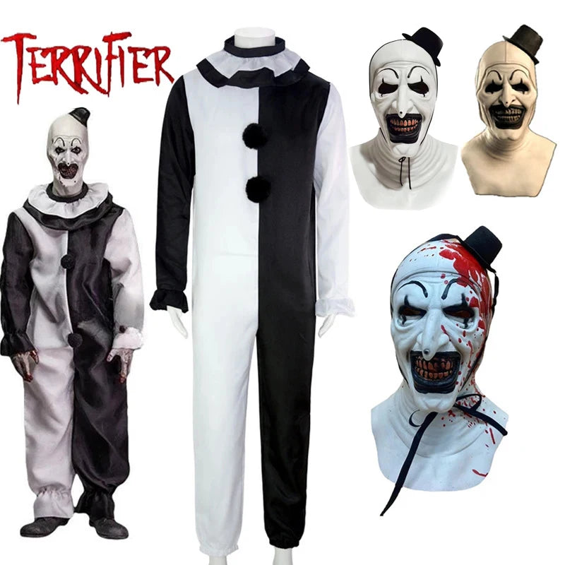 Fantasia Art The Clown Terrifier 2 – Macacão + Máscara de Látex para Halloween