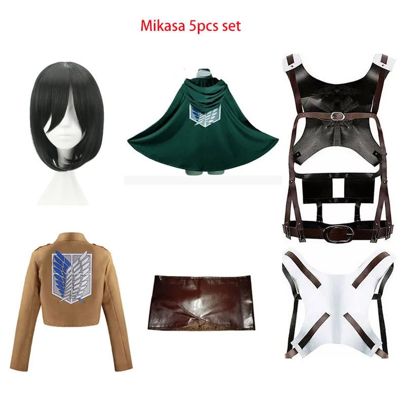 Fantasia Attack on Titan – Levi, Mikasa, Eren ou Hange | Kit Completo com Peruca