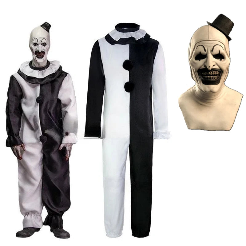 Fantasia Art The Clown Terrifier 2 – Macacão + Máscara de Látex para Halloween