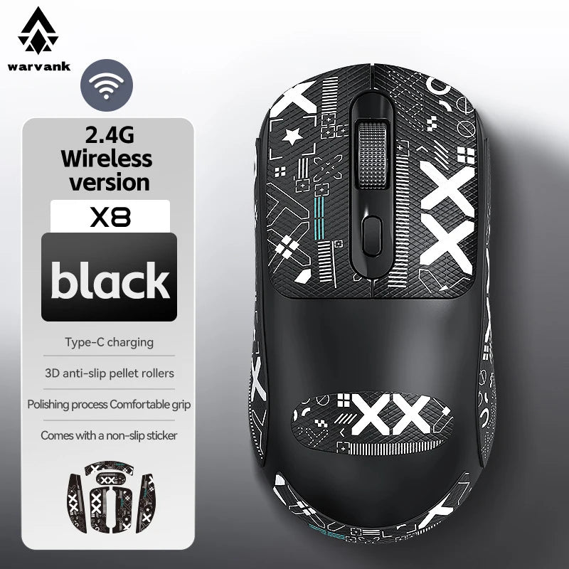 Mouse Gamer Sem Fio Warvank X8 – Bateria 500mAh, Recarga TYPE-C | Notebook e Desktop