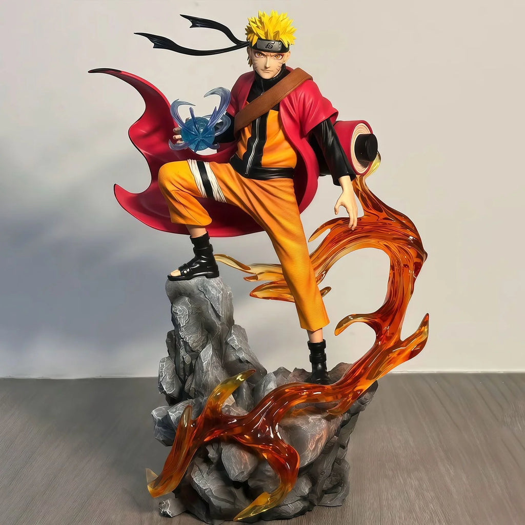 Boneco Colecionável Naruto 23cm Bandai – Uzumaki Naruto e Uchiha Sasuke | Estátua PVC, Enfeite de Mesa