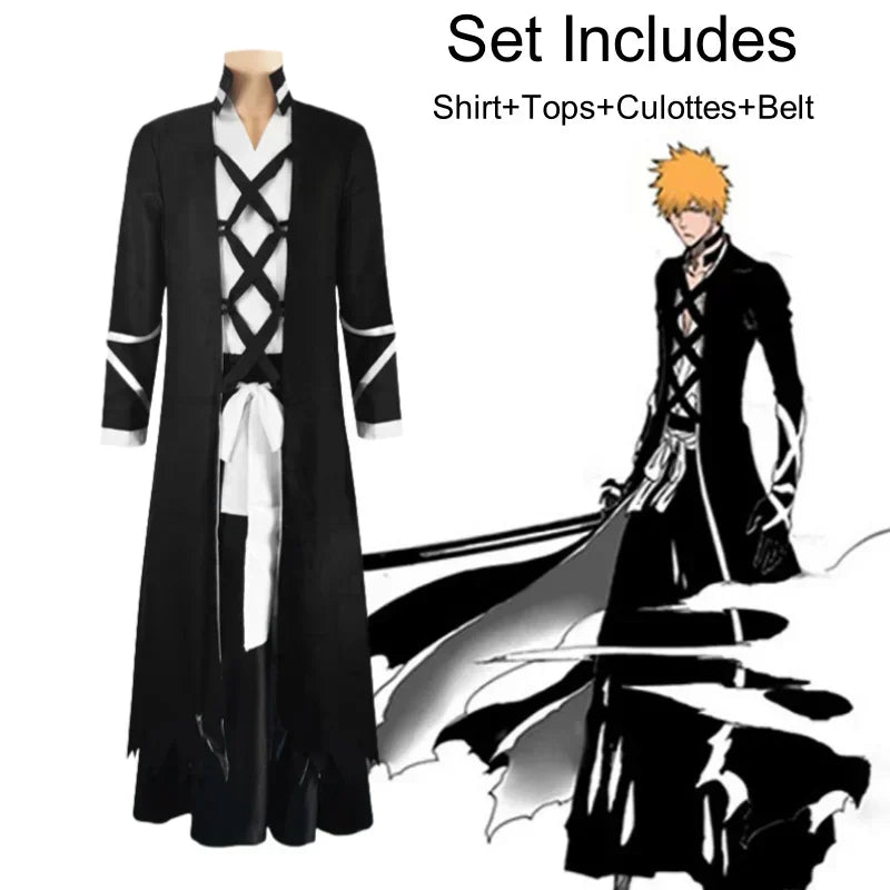 Fantasia Kurosaki Ichigo Cosplay – Bleach | Kimono Shinigami Mugetsu/Tensa Zangetsu