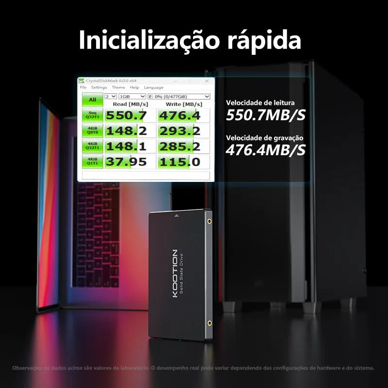SSD KOOTION SATA 2.5" para PC, Notebook e PS4 – 128GB 240GB 480GB 512GB 1TB