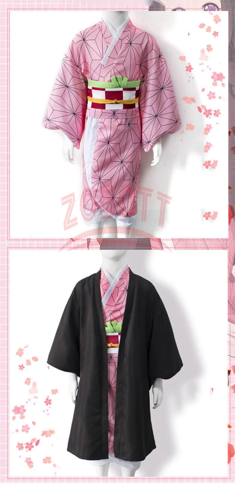 Fantasia Kamado Nezuko Cosplay – Demon Slayer | Kimono para Meninas e Adultos