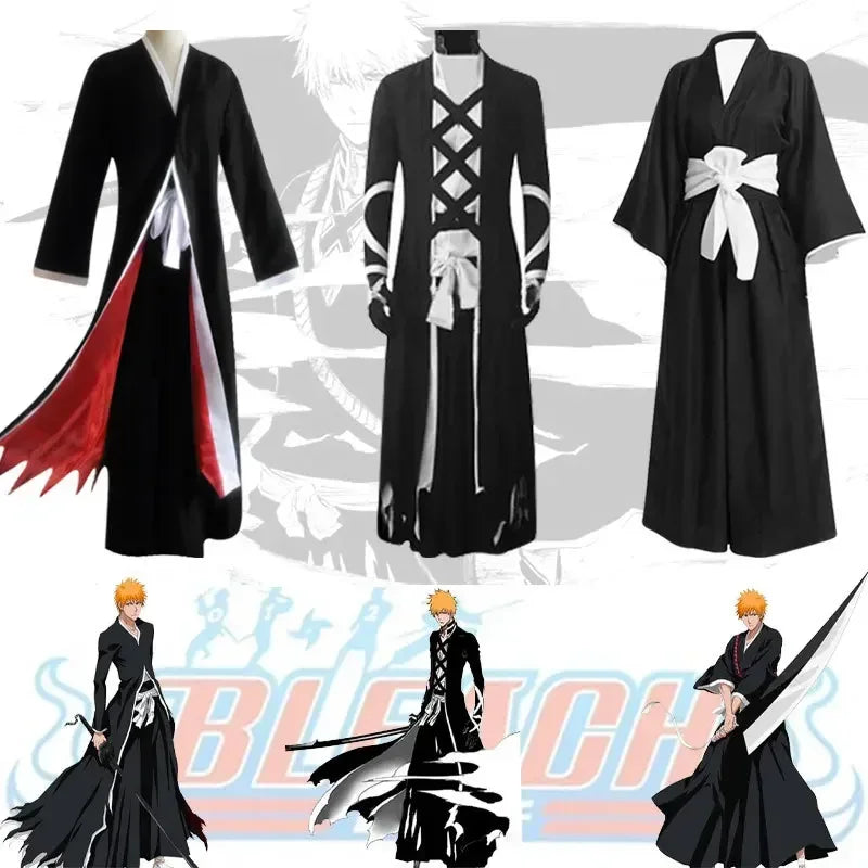 Fantasia Kurosaki Ichigo Cosplay – Bleach | Kimono Shinigami Mugetsu/Tensa Zangetsu