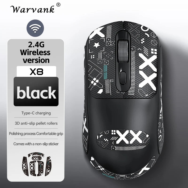 Mouse Gamer Sem Fio Warvank X8 – Bateria 500mAh, Recarga TYPE-C | Notebook e Desktop