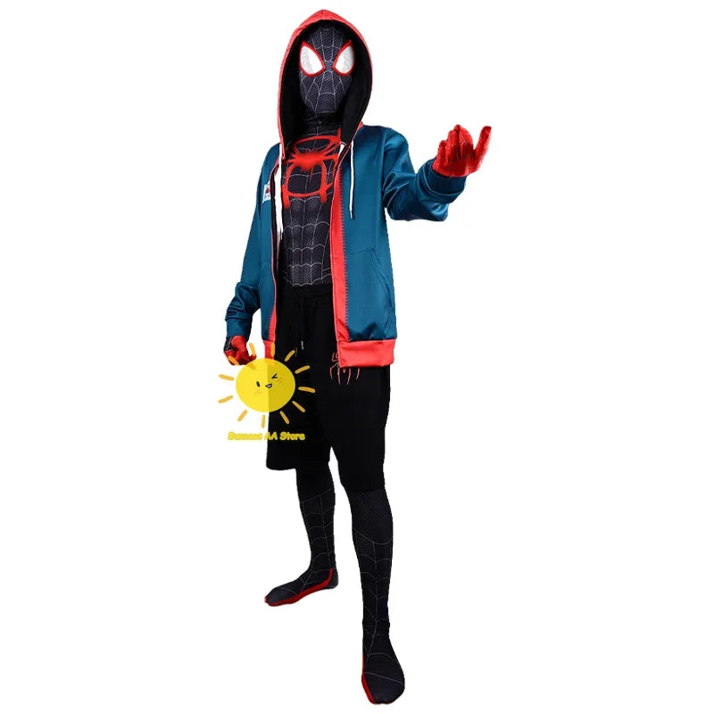Fantasia Miles Morales Spider-Man – Across the Spider-Verse | Kit Completo Adulto e Infantil