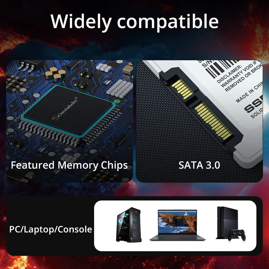 SSD SomnAmbulist 2.5" – Drive de Estado Sólido para Notebook e Desktop | SATA3 64GB 128GB 256GB 512GB