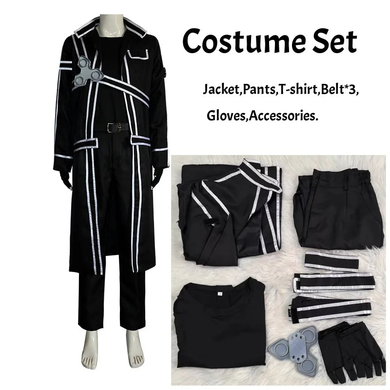Fantasia Kirito Cosplay – Sword Art Online | Jaqueta, Camisa e Calça para Halloween