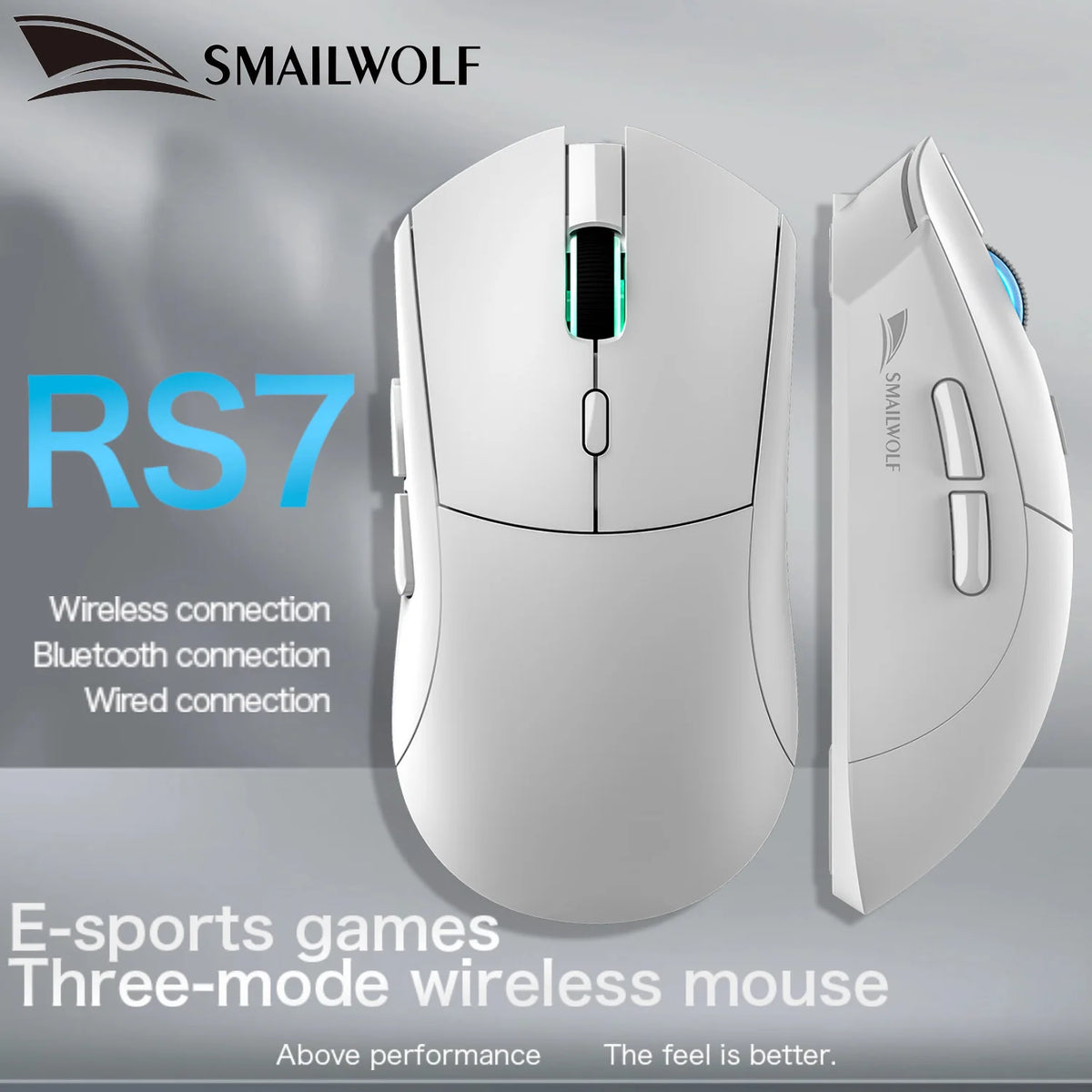 Mouse Gamer Sem Fio SMAILWOLF RS7 Bluetooth – 20000 DPI, PAW3311, Macro | Notebook e Desktop