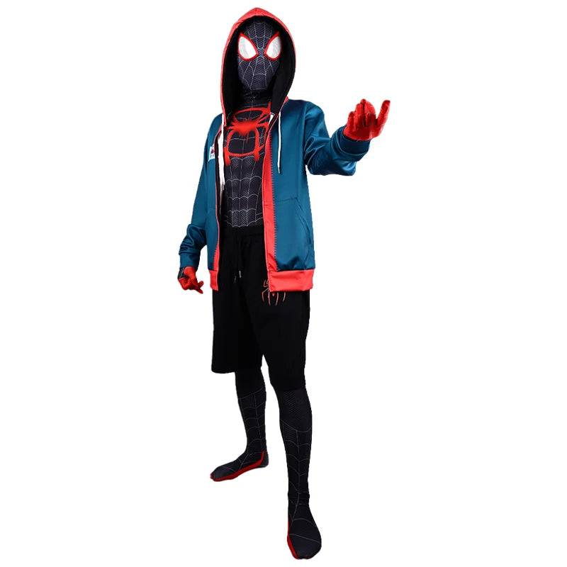Fantasia Miles Morales Spider-Man – Across the Spider-Verse | Kit Completo Adulto e Infantil