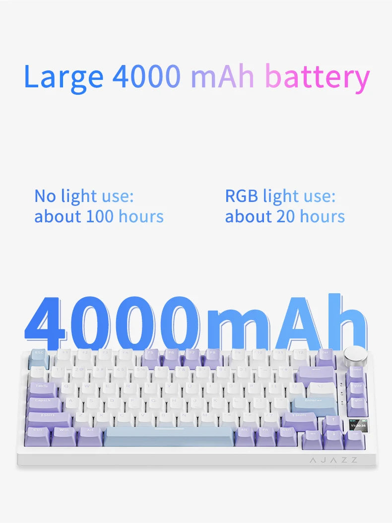 Teclado Mecânico Sem Fio AJAZZ AK820 Pro – Bluetooth 5.1, 2.4G, USB-C, RGB, Hot Swap, Gasket Mount