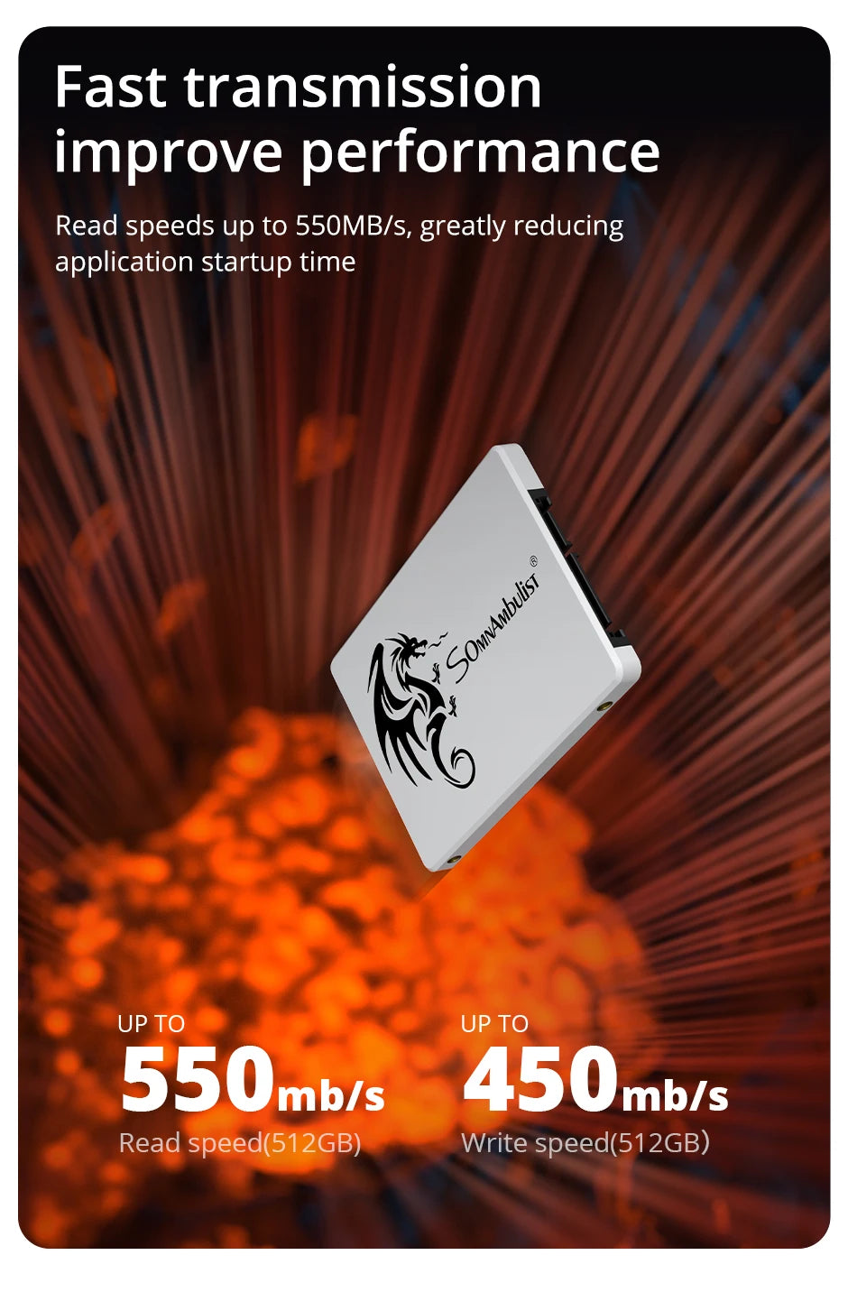 SSD SomnAmbulist 2.5" – Drive de Estado Sólido para Notebook e Desktop | SATA3 64GB 128GB 256GB 512GB