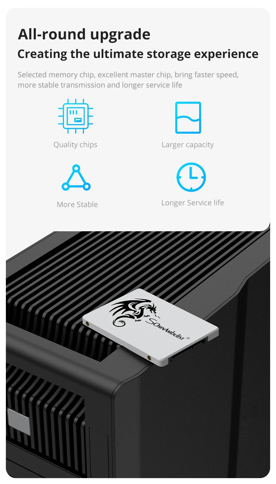 SSD SomnAmbulist 2.5" – Drive de Estado Sólido para Notebook e Desktop | SATA3 64GB 128GB 256GB 512GB