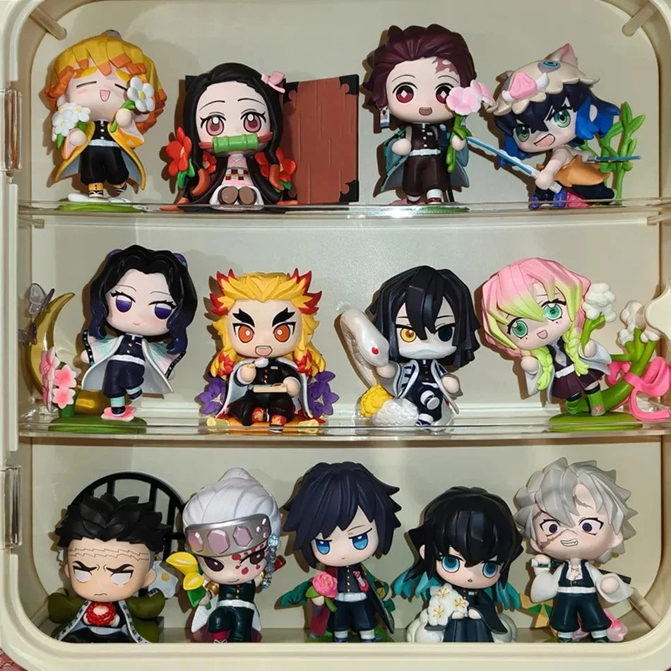 Kit 12 Bonecos Colecionáveis Demon Slayer Versão Q – PVC 6–9cm | Coleção Completa