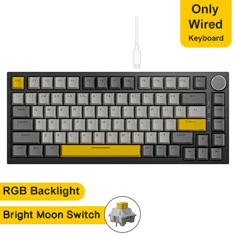 Teclado Mecânico Sem Fio AJAZZ AK820 Pro – Bluetooth 5.1, 2.4G, USB-C, RGB, Hot Swap, Gasket Mount
