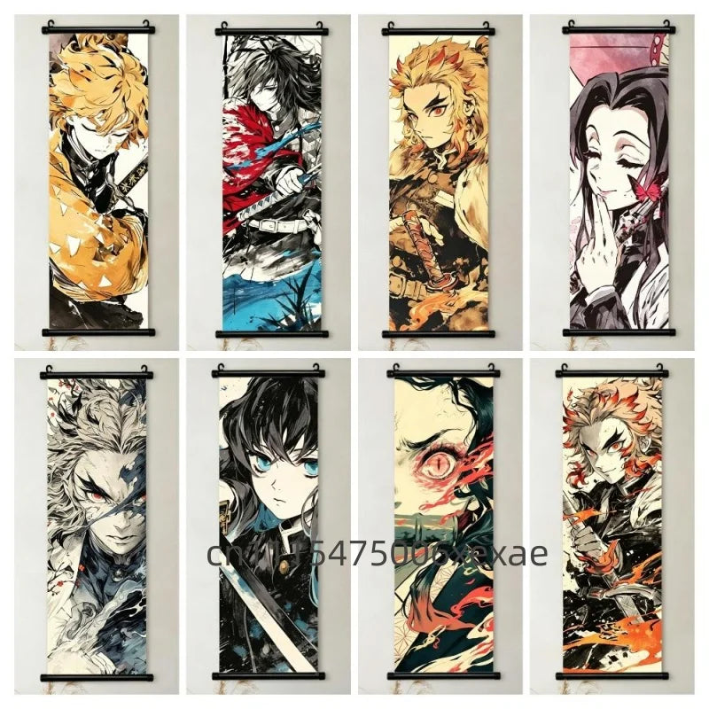 Demon Slayer – Pôster Canvas Scroll para Parede | Inosuke, Zenitsu, Nezuko e mais
