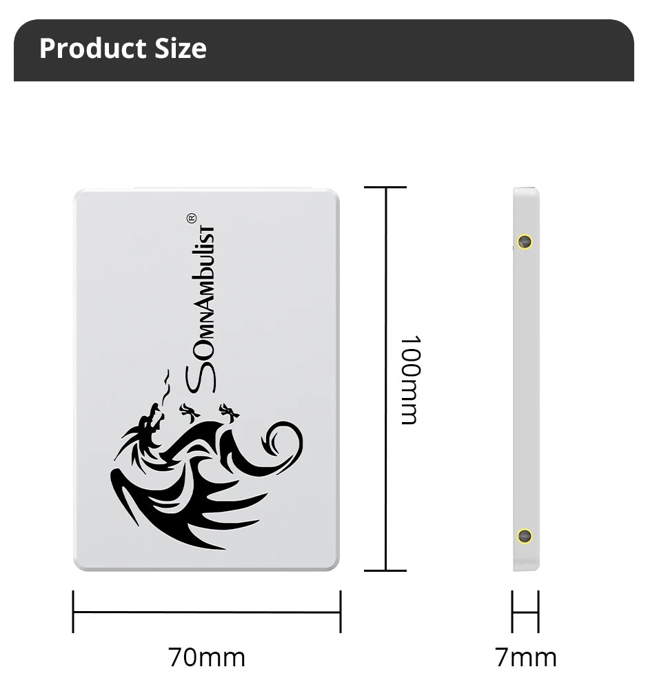 SSD SomnAmbulist 2.5" – Drive de Estado Sólido para Notebook e Desktop | SATA3 64GB 128GB 256GB 512GB