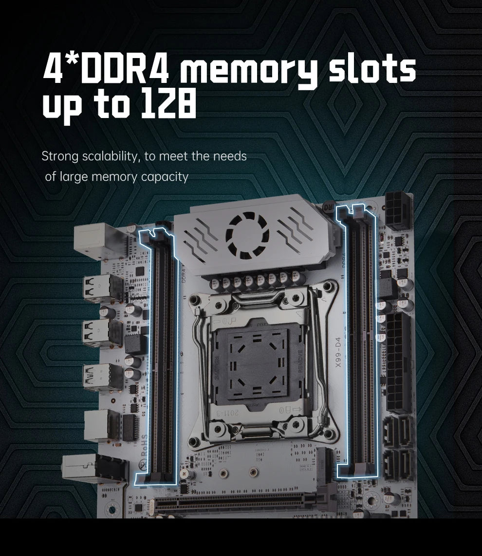 Kit Placa-Mãe QIYIDA X99 com Xeon E5 2680 V4, DDR4 8GB, NVME M.2 e SATA3 – LGA2011-3