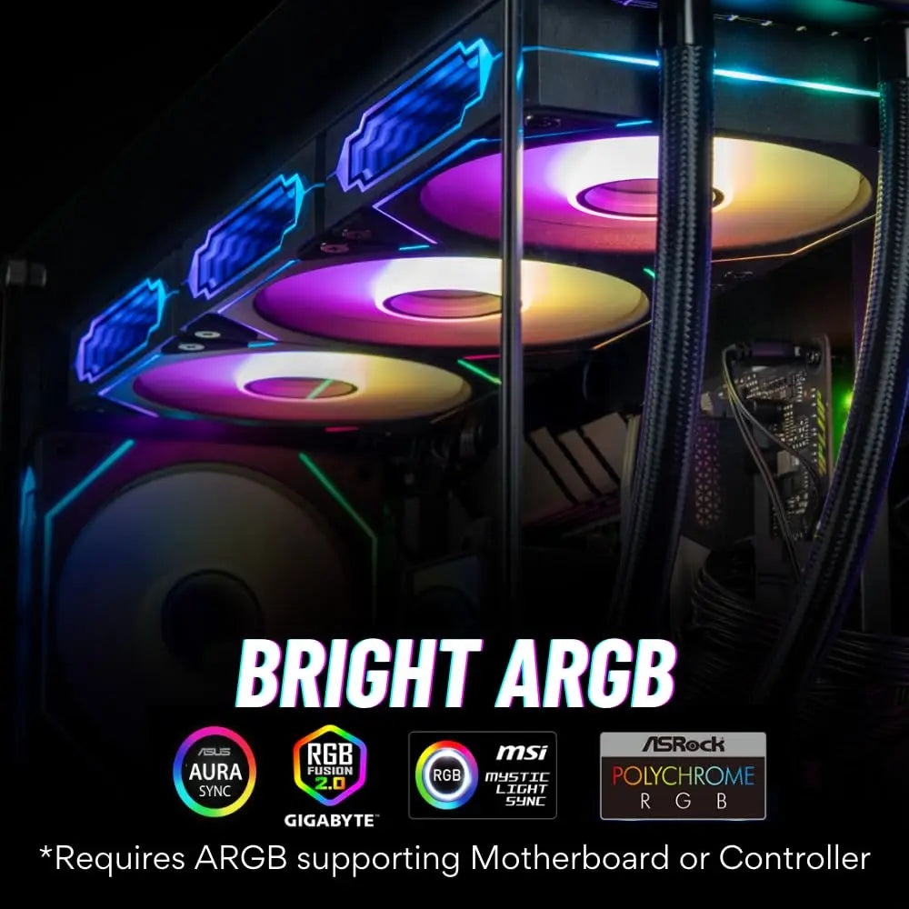Cooler Fan PRISM 4 PRO ARGB 120mm para Gabinete – 4 Pinos PWM, Silencioso, Efeito Espelho