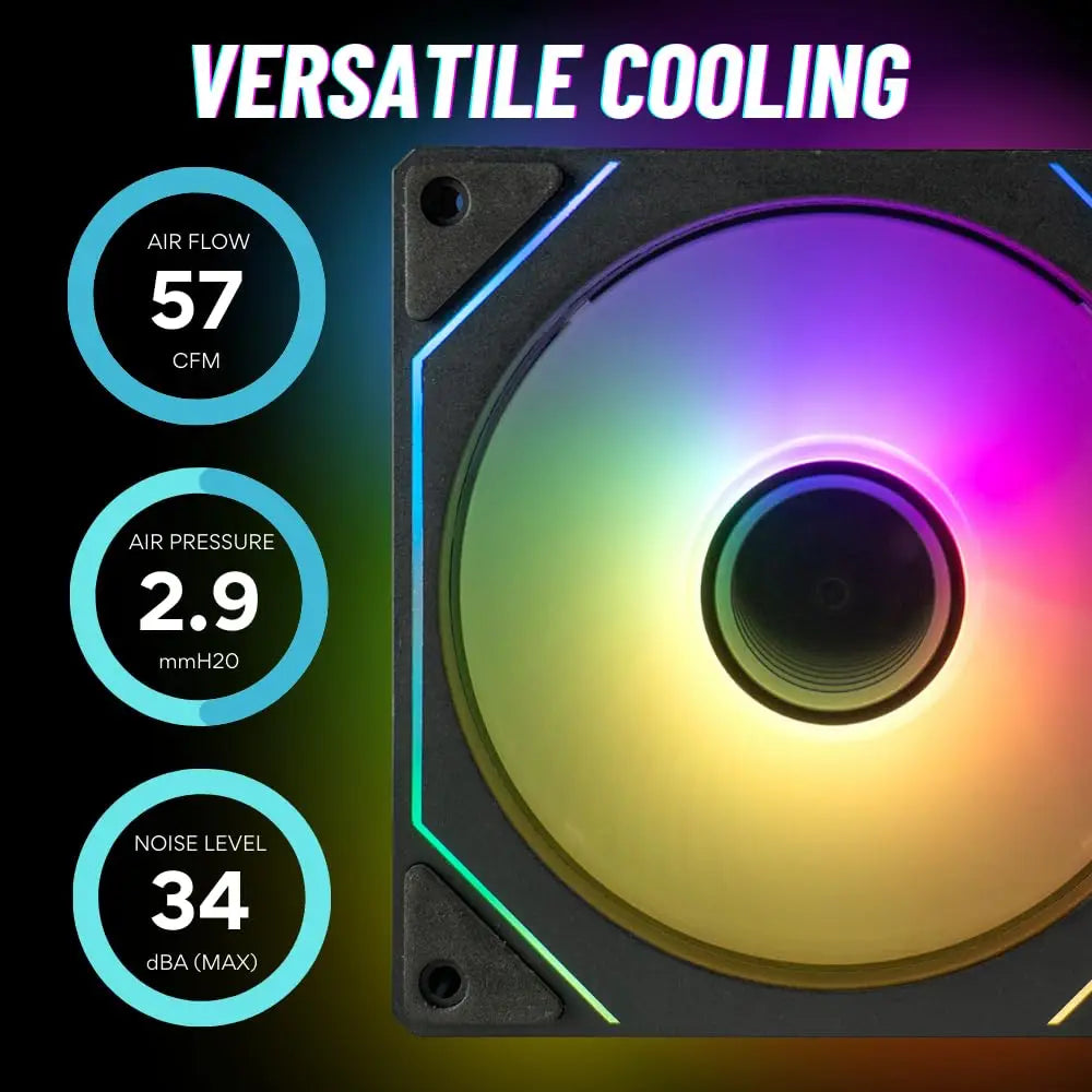 Cooler Fan PRISM 4 PRO ARGB 120mm para Gabinete – 4 Pinos PWM, Silencioso, Efeito Espelho