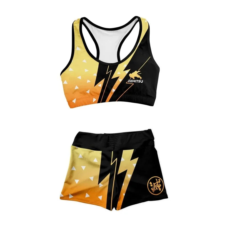 Conjunto Esportivo Demon Slayer – Nezuko e Shinobu | Top + Calça Feminina Cosplay