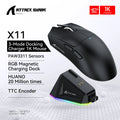 Mouse Gamer Attack Shark X11 Sem Fio Bluetooth 3 Modos – RGB, PAW3311, Carregamento Magnético